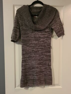 Mudd Gray Marled Short Sleeve Cowl Neck Sweater Dress